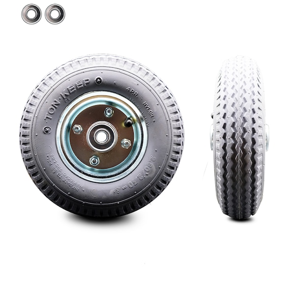 SCC-8" x 2.5" Gray Pneumatic Wheel Only w/3.1875" Centered Hub and Ball Bearings